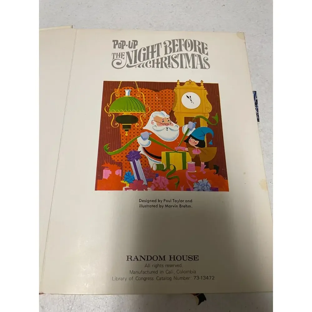 NIGHT BEFORE CHRISTMAS POP-UP Vintage Childrens Animated Story Book